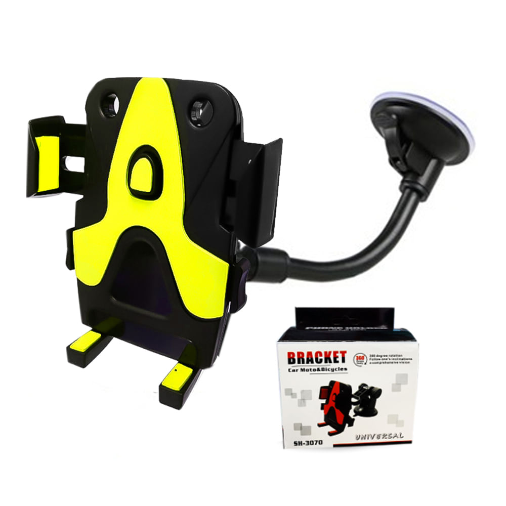 Soporte Celular Auto 360º Parabrisas Bracket Amarillo