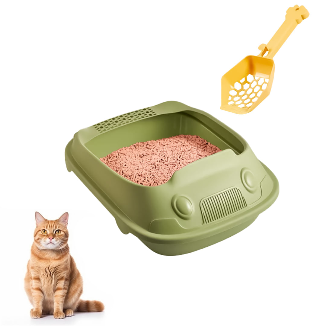 Caja Arenera para Gatos Baño Mascotas Verde
