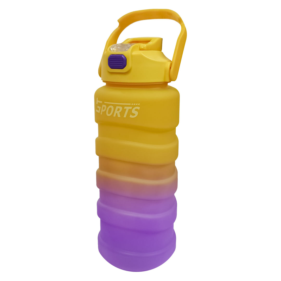 Botella De Agua 2 Litros Diseño Ondas Amarillo Lila